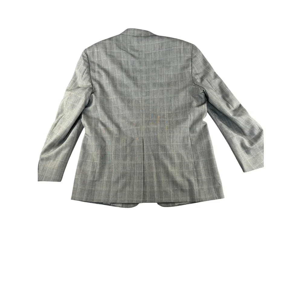 Hart Schaffner Marx Viracle Blazer Grey Glen Plaid Sport Coat 46LMen Suit Jacket